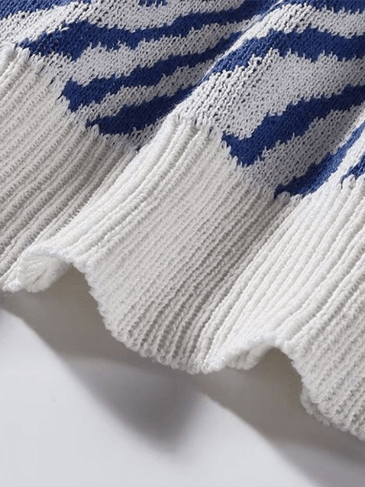 Men's Crew Neck Geometric Jacquard Knit Sweater - AnotherChill
