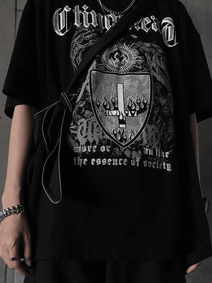 Men's Gothic Punk Shield Graphic Tee - AnotherChill