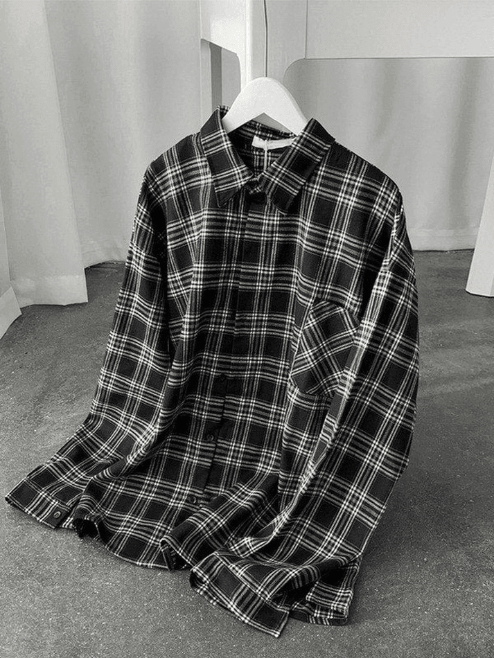 Men's Long Sleeve Checkered Button Shirt - AnotherChill