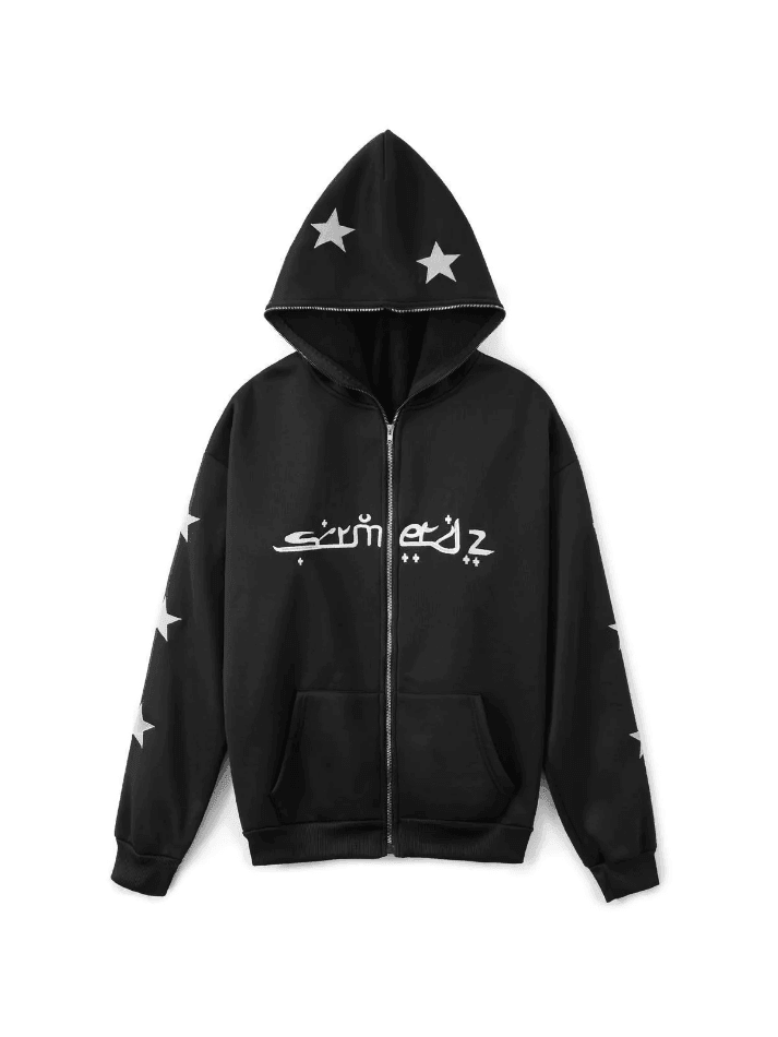 Men's Punk Star Embroidery Zip-Up Hoodie - AnotherChill