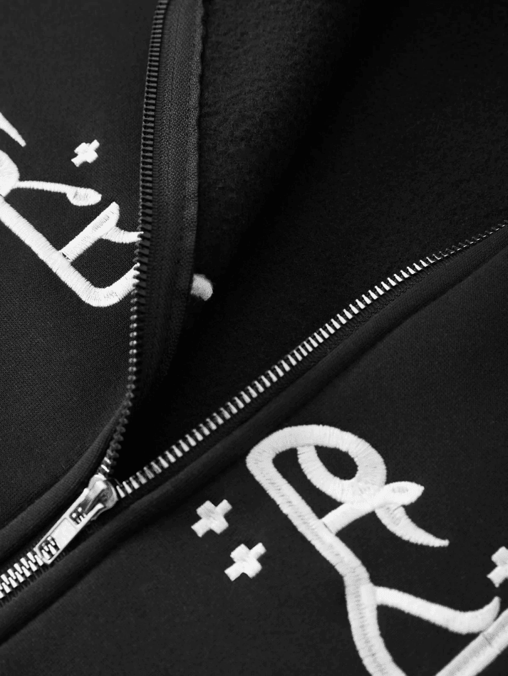 Men's Punk Star Embroidery Zip-Up Hoodie - AnotherChill