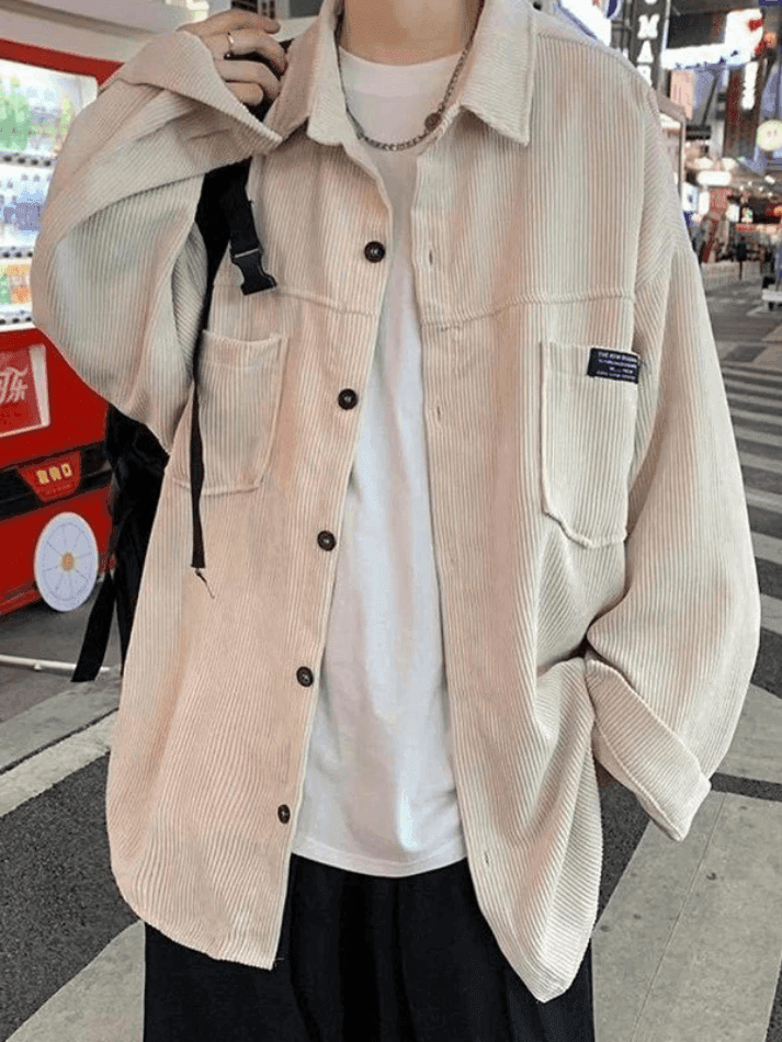 Men's Simple Pocket Corduroy Long Sleeve Shirt - AnotherChill