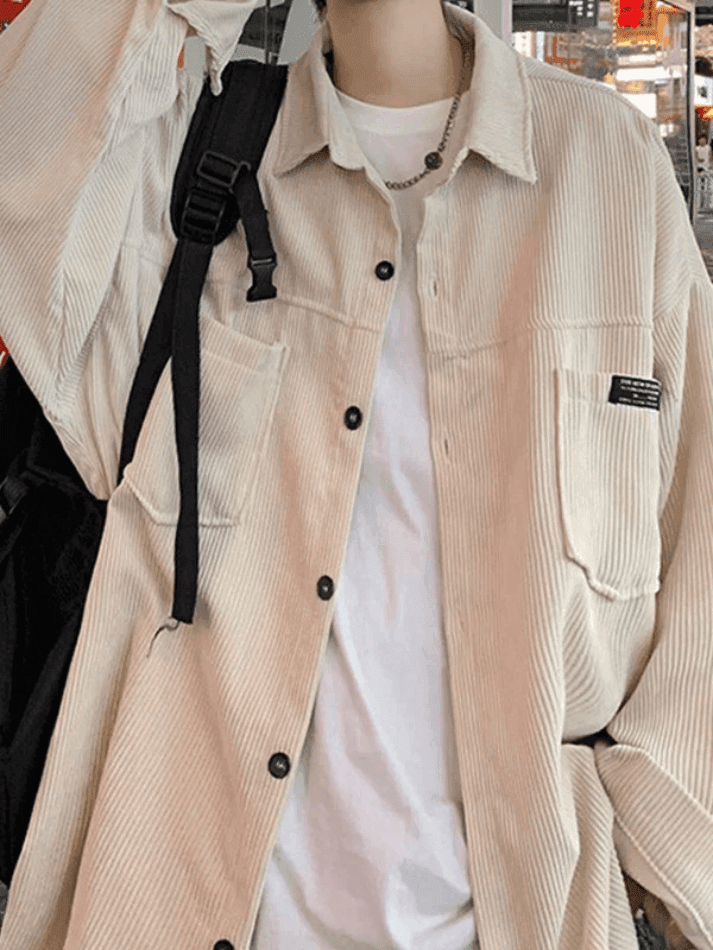 Men's Simple Pocket Corduroy Long Sleeve Shirt - AnotherChill