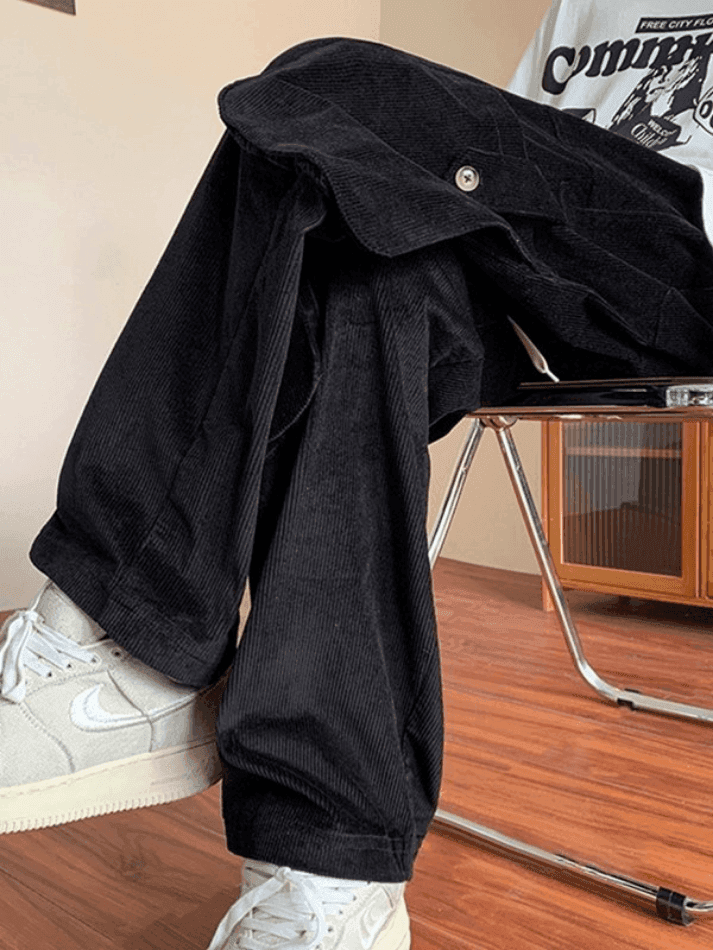 Men's Vintage Straight Leg Corduroy Cargo Pants - AnotherChill