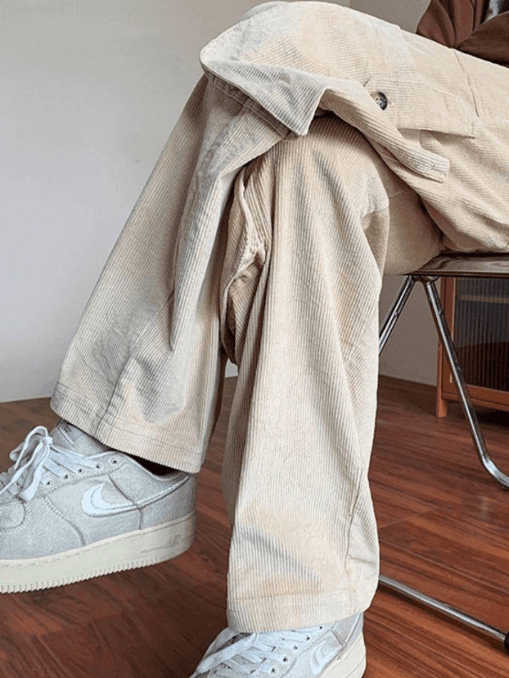 Men's Vintage Straight Leg Corduroy Cargo Pants - AnotherChill