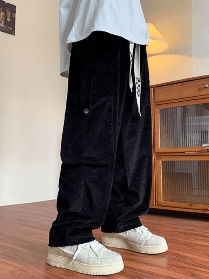Men's Vintage Straight Leg Corduroy Cargo Pants - AnotherChill
