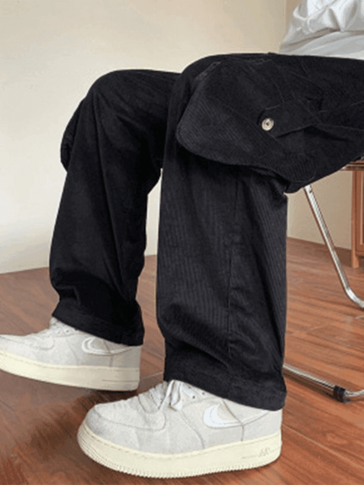 Men's Vintage Straight Leg Corduroy Cargo Pants - AnotherChill