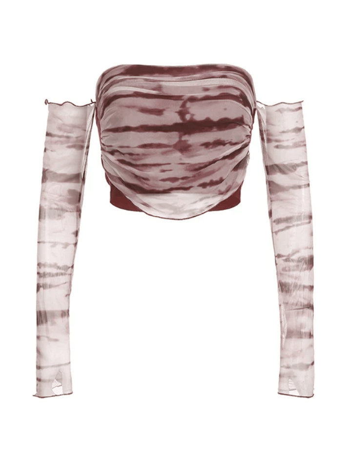 Mesh Contrast Color Fake Two Piece Long Sleeve - AnotherChill