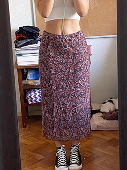 Mesh Ditsy Floral Midi Skirt - AnotherChill