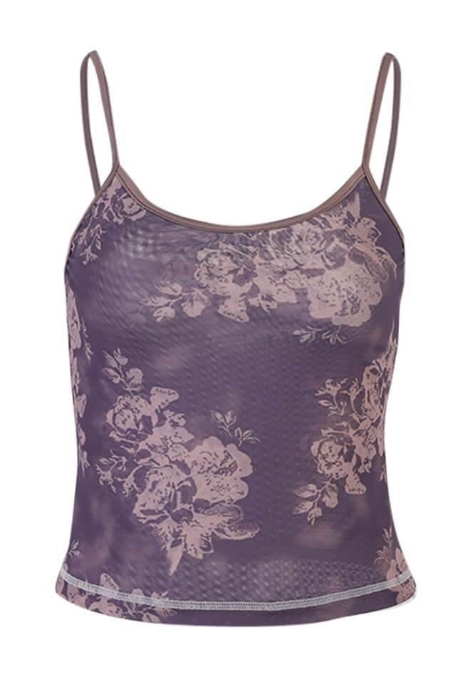 Mesh Floral Crop Cami Top - AnotherChill