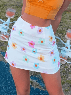 Mesh Floral Print Mini Skirt - AnotherChill