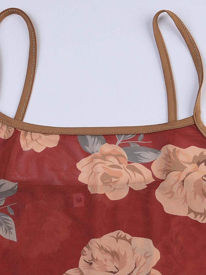 Mesh Floral Vintage Crop Cami Top - AnotherChill