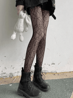 2024 Mesh Spider Web Tights Black ONE SIZE in Socks Online Store