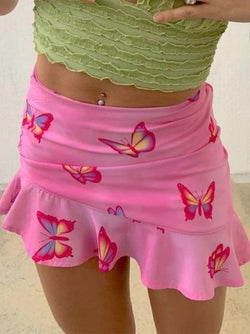 Ombre Butterfly Ruffle Mini Skirt - AnotherChill