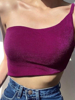 One Shoulder Crop Cami Top - AnotherChill