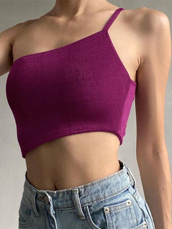 One Shoulder Crop Cami Top - AnotherChill
