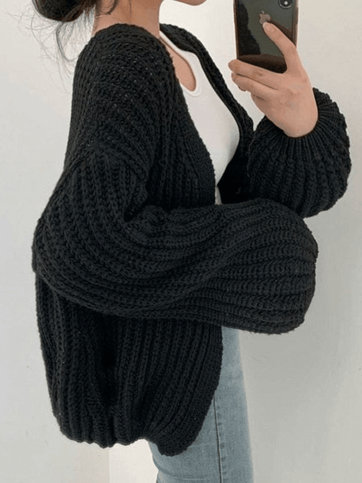 Open Front Long Sleeve Knit Cardigan - AnotherChill