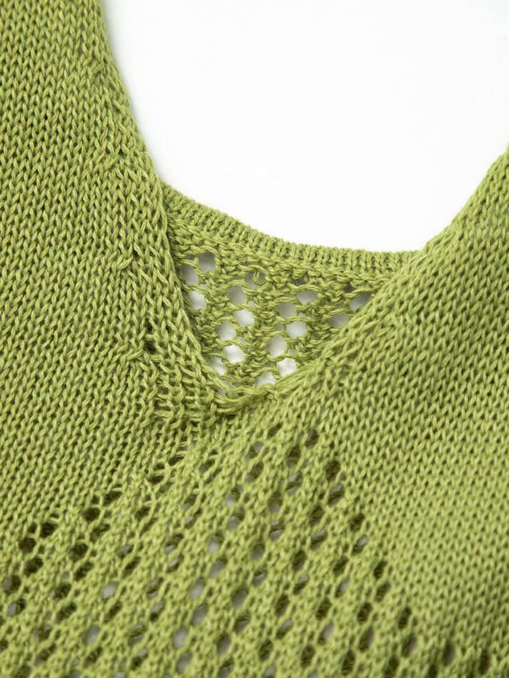open knit ruffle hem cami mini dress Open Knit Ruffle Hem Cami Mini Dress