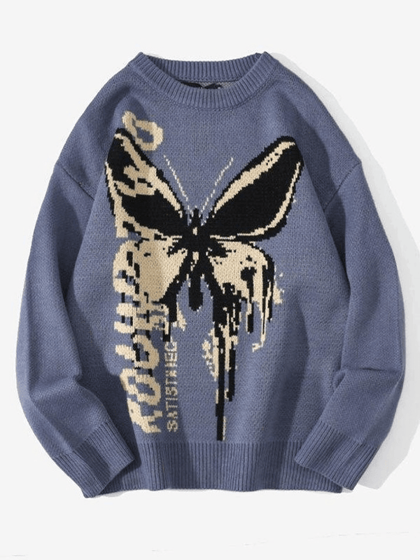 Oversized Butterfly Jacquard Sweater - AnotherChill