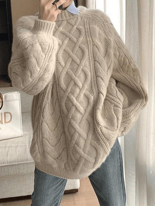 Oversized Cable Knit Sweater - AnotherChill
