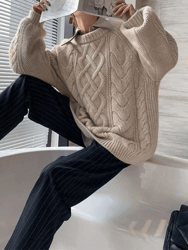 Oversized Cable Knit Sweater - AnotherChill