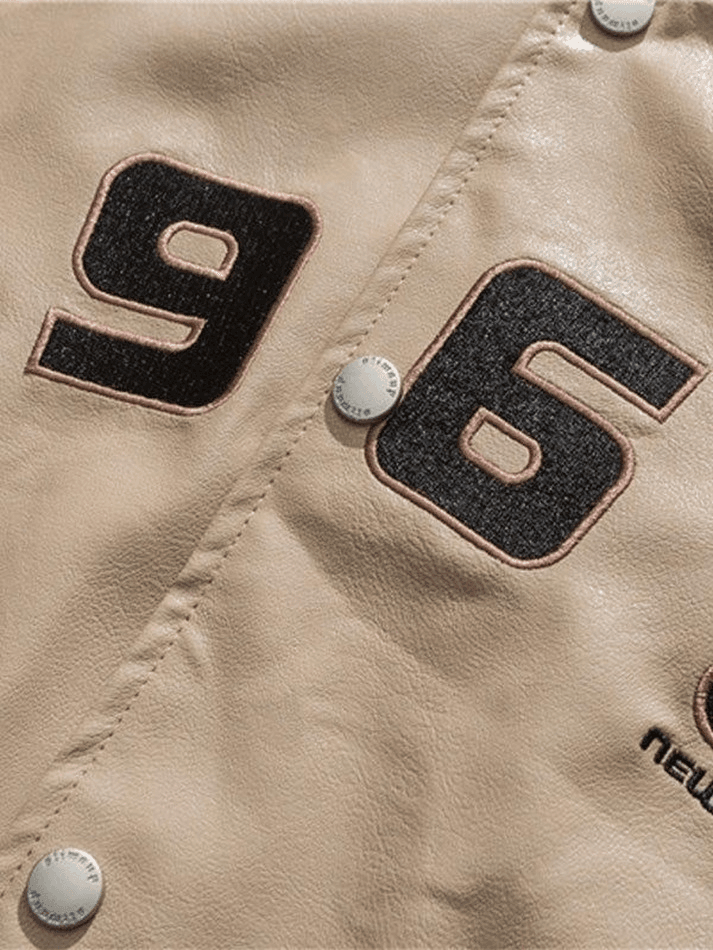 Oversized Pu Leather Varsity Jacket - AnotherChill