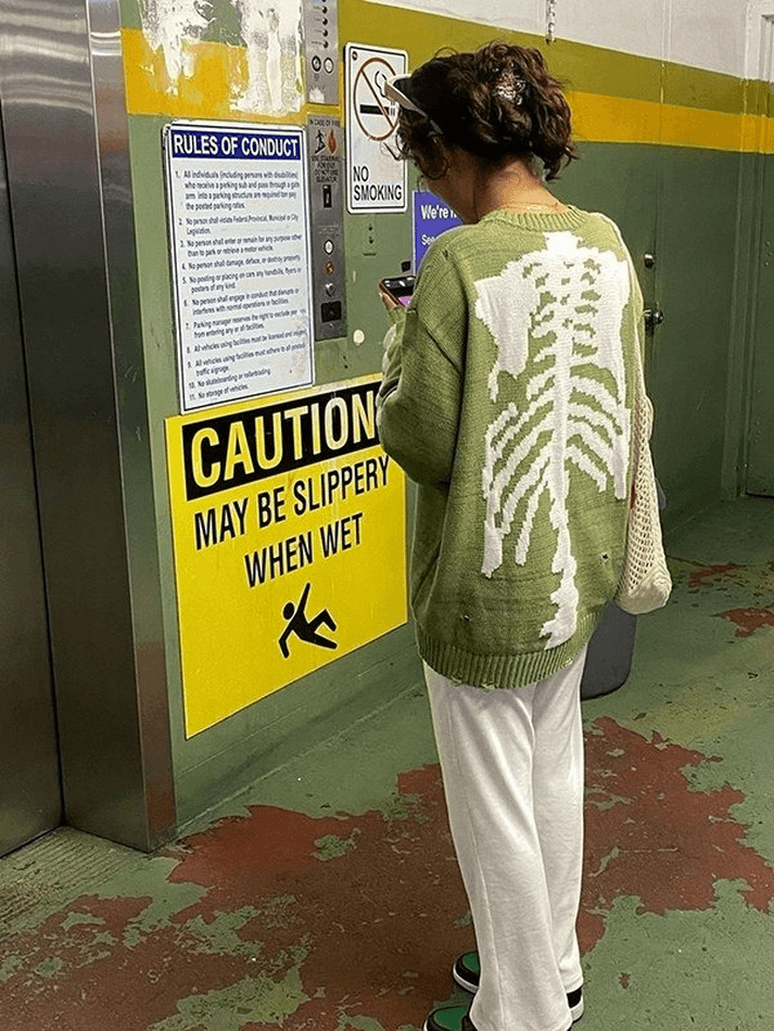 Oversized Skeleton Knit Sweater - AnotherChill