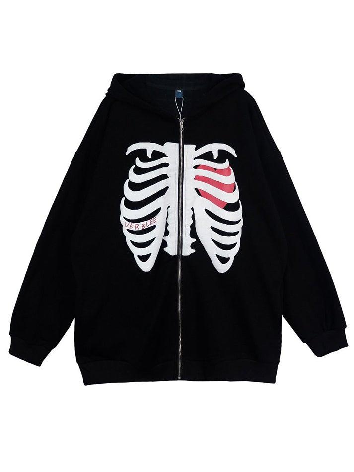Oversized Skull Zipper Hoodie - AnotherChill