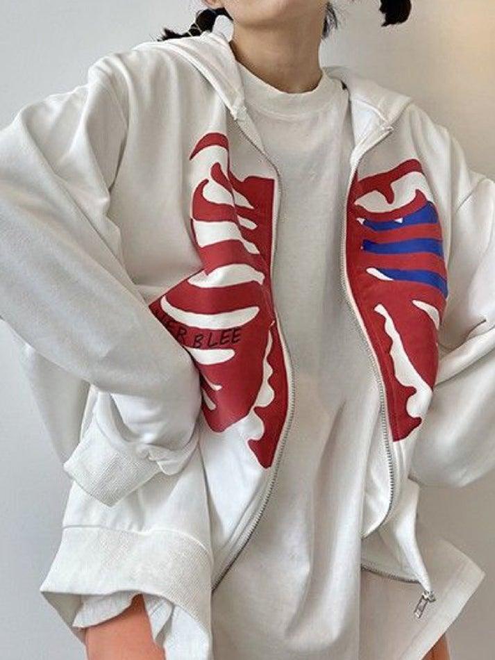 Oversized Skull Zipper Hoodie - AnotherChill