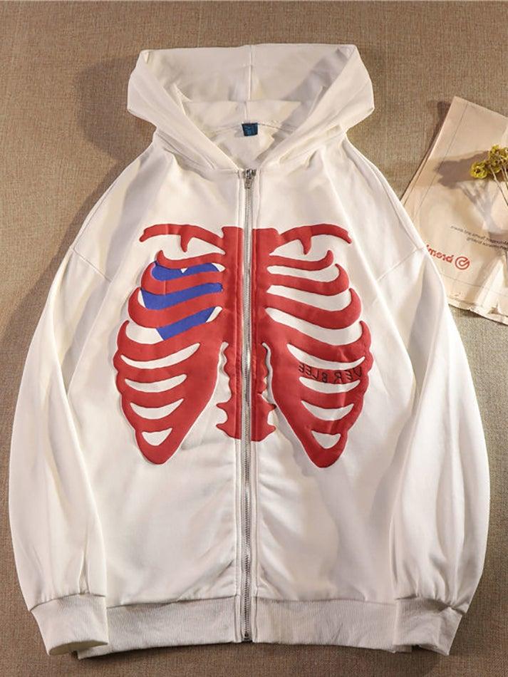 Oversized Skull Zipper Hoodie - AnotherChill