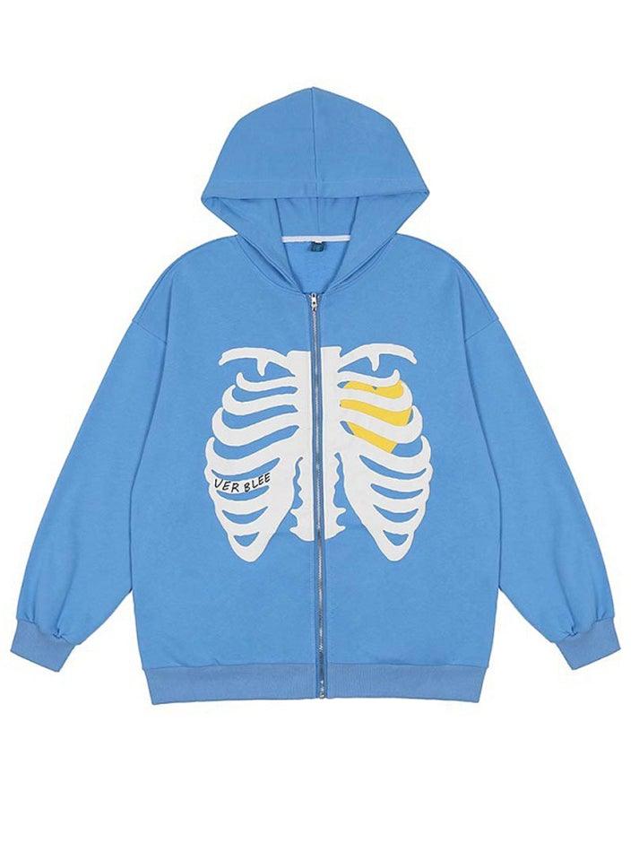 Oversized Skull Zipper Hoodie - AnotherChill