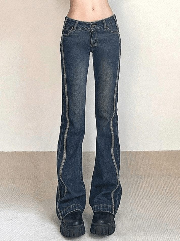 Panel Striped Vintage Flare Jeans - AnotherChill