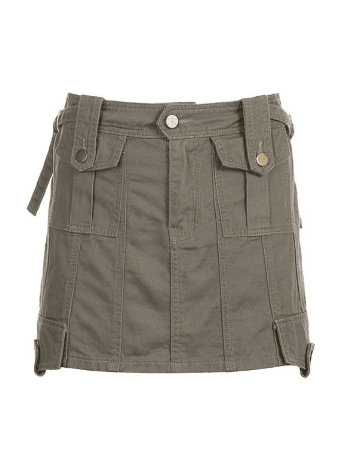 Paneled Denim Cargo Mini Skirt - AnotherChill