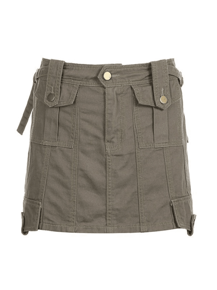 Paneled Denim Cargo Mini Skirt - AnotherChill