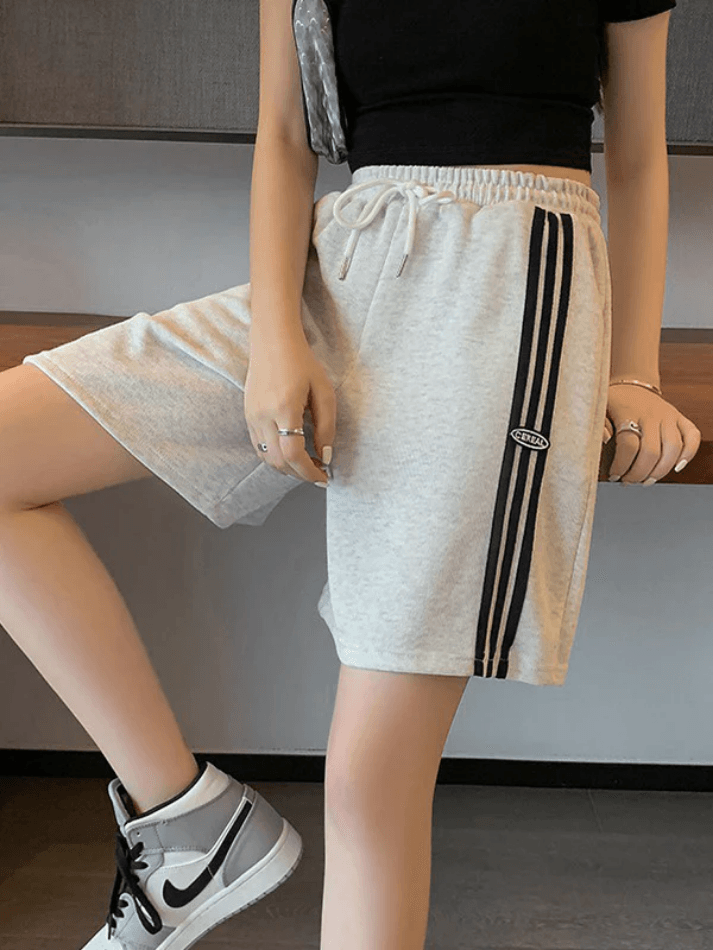Paneled Stripe Casual Sweat Shorts - AnotherChill