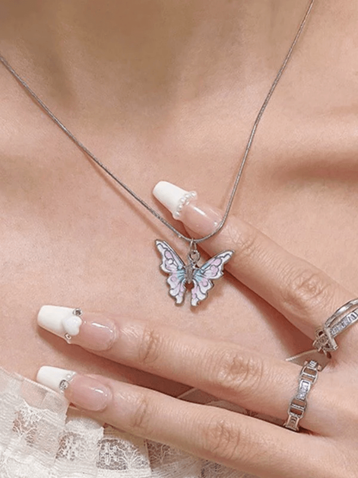 Pastel Butterfly Charm Necklace - AnotherChill