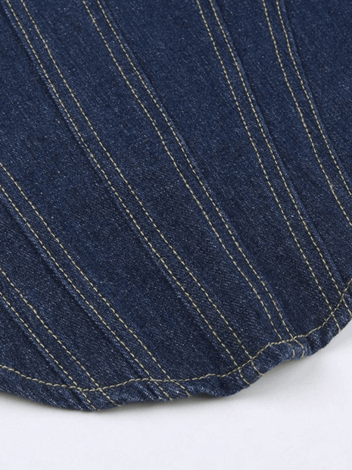 Patchwork Denim Corset Top - AnotherChill