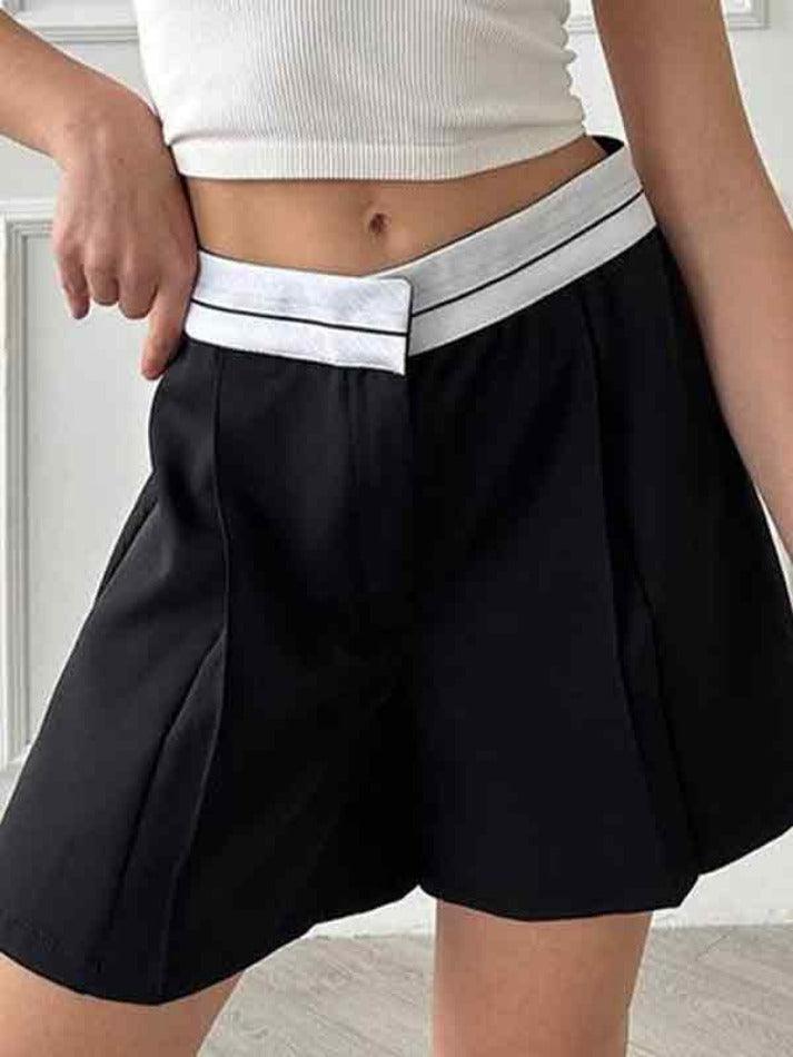 Patchwork Design High Waist Shorts - AnotherChill
