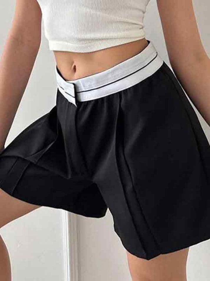 Patchwork Design High Waist Shorts - AnotherChill