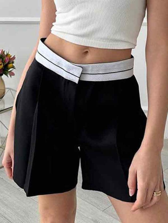 Patchwork Design High Waist Shorts - AnotherChill