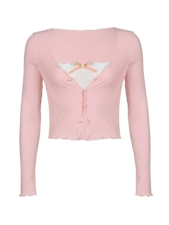 Patchwork Lace Ribbed Knit Crop Top - AnotherChill