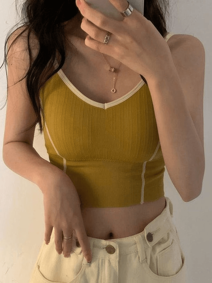 Patchwork Padded Crop Cami Top - AnotherChill