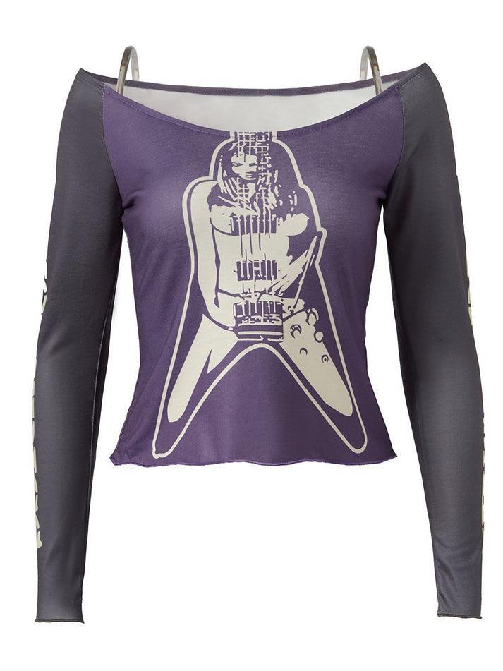 Patchwork Printed Long Sleeve Crop Top - AnotherChill