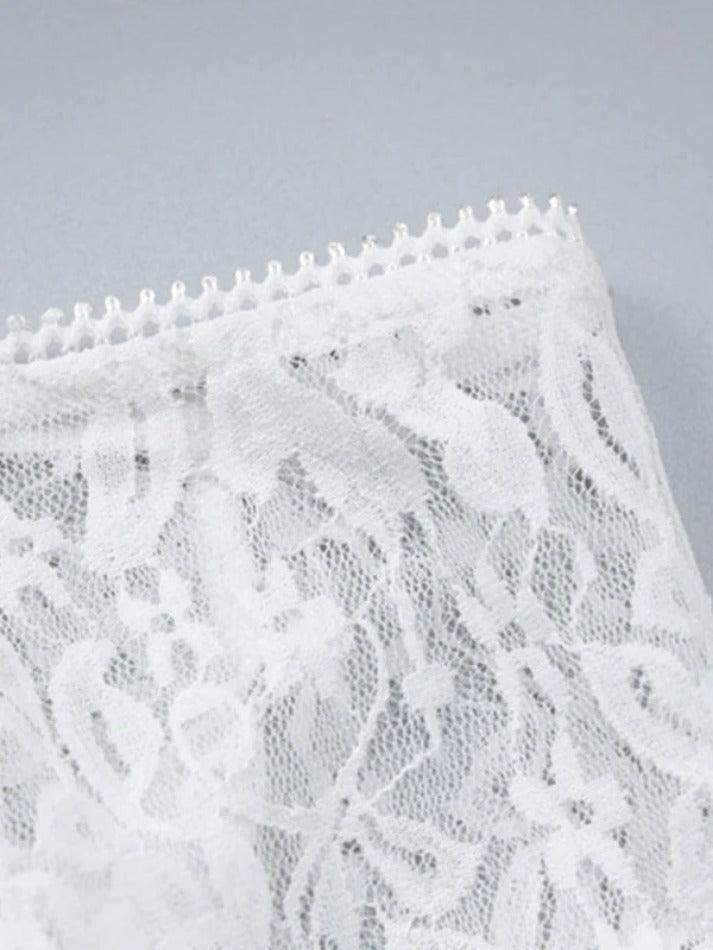 Perspective Lace Off Shoulder Bandeau Long Sleeve Tee - AnotherChill