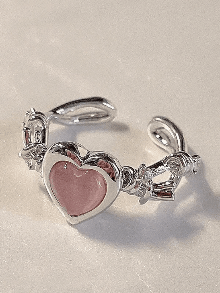 Pink Heart Pattern Cuff Ring – AnotherChill
