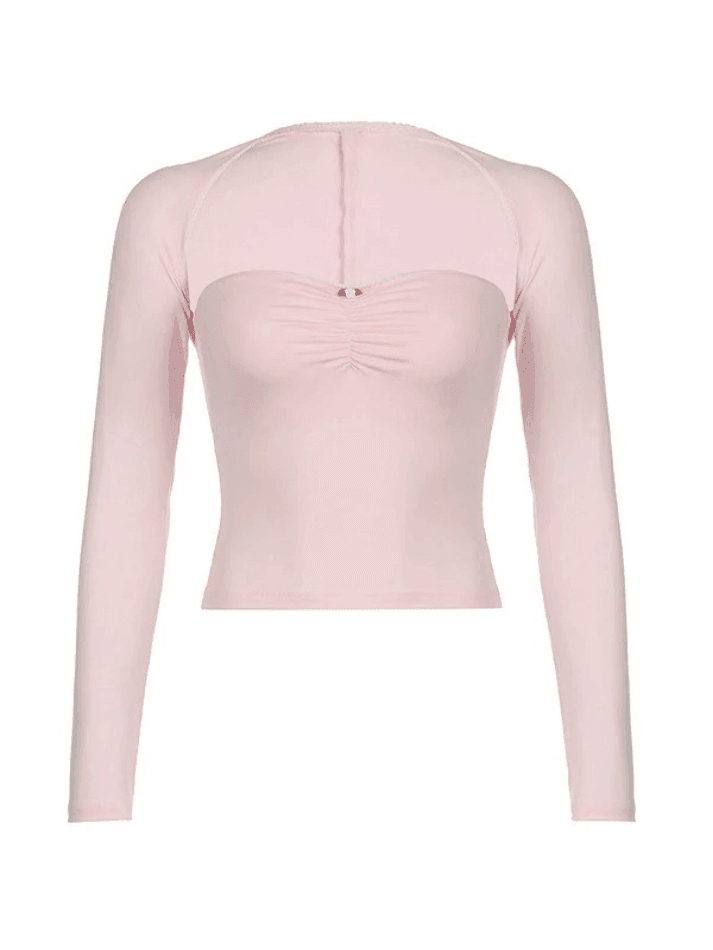 Pink Long Sleeve Bolero Top & Tube Top Set - AnotherChill