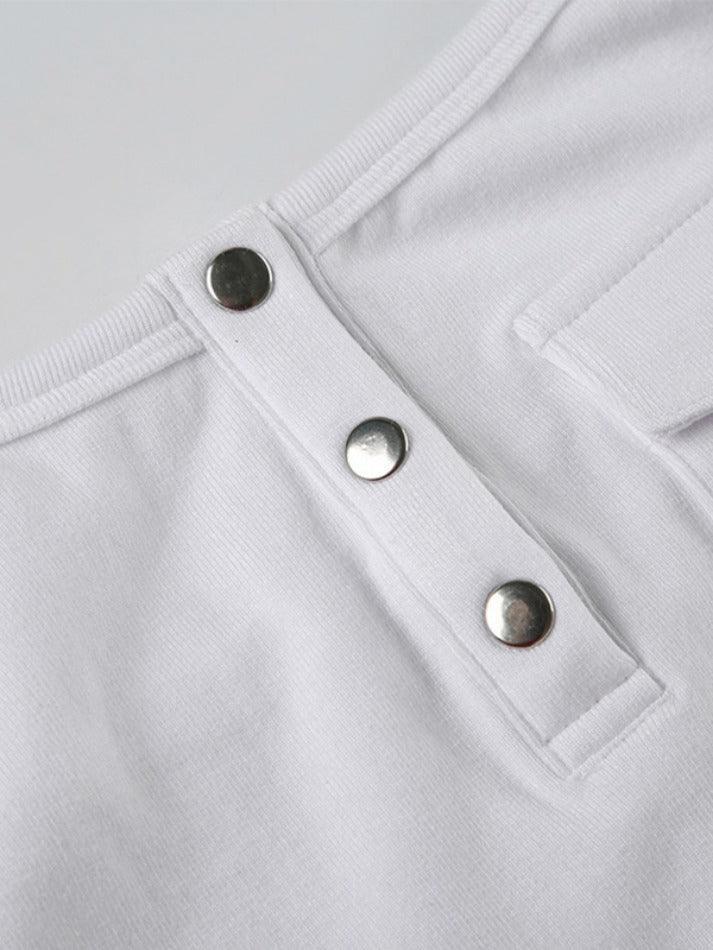 Plain Crewneck Button Up Tank Top - AnotherChill