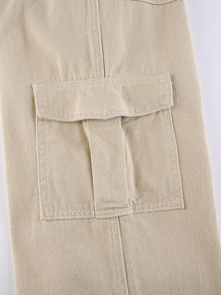 Pocket Detail Straight Cargo Jeans - AnotherChill