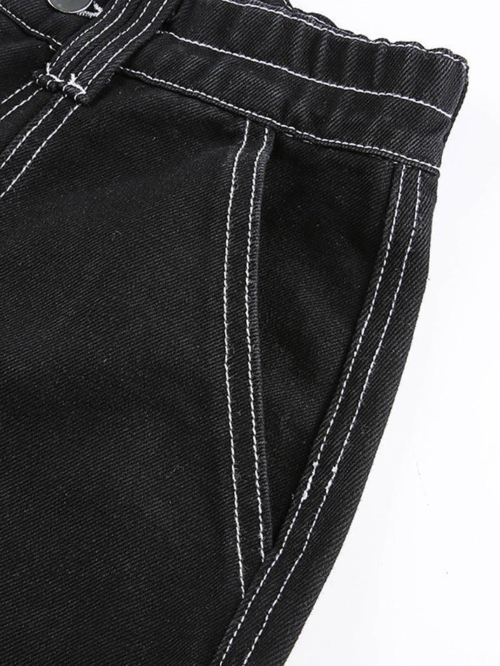 Pocket Stitched High Waist Cargo Jeans - AnotherChill