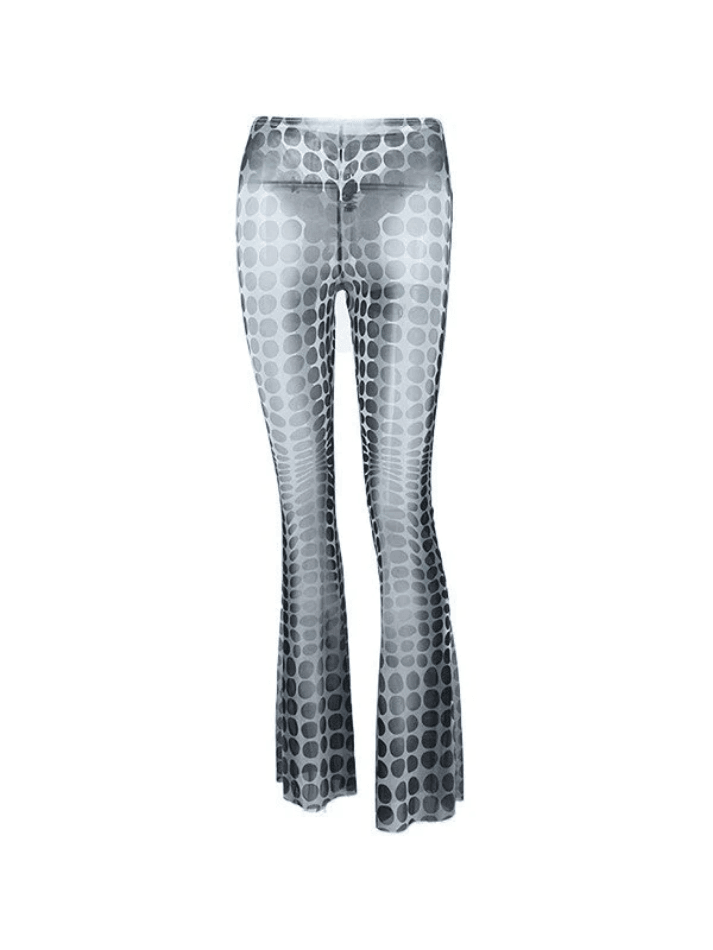 Polka Dot Mesh Flare Leg Pants - AnotherChill